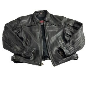 CorTech Mens XL 46 Black Genuine Leather Motorcycle Jacket Tour Master Armored